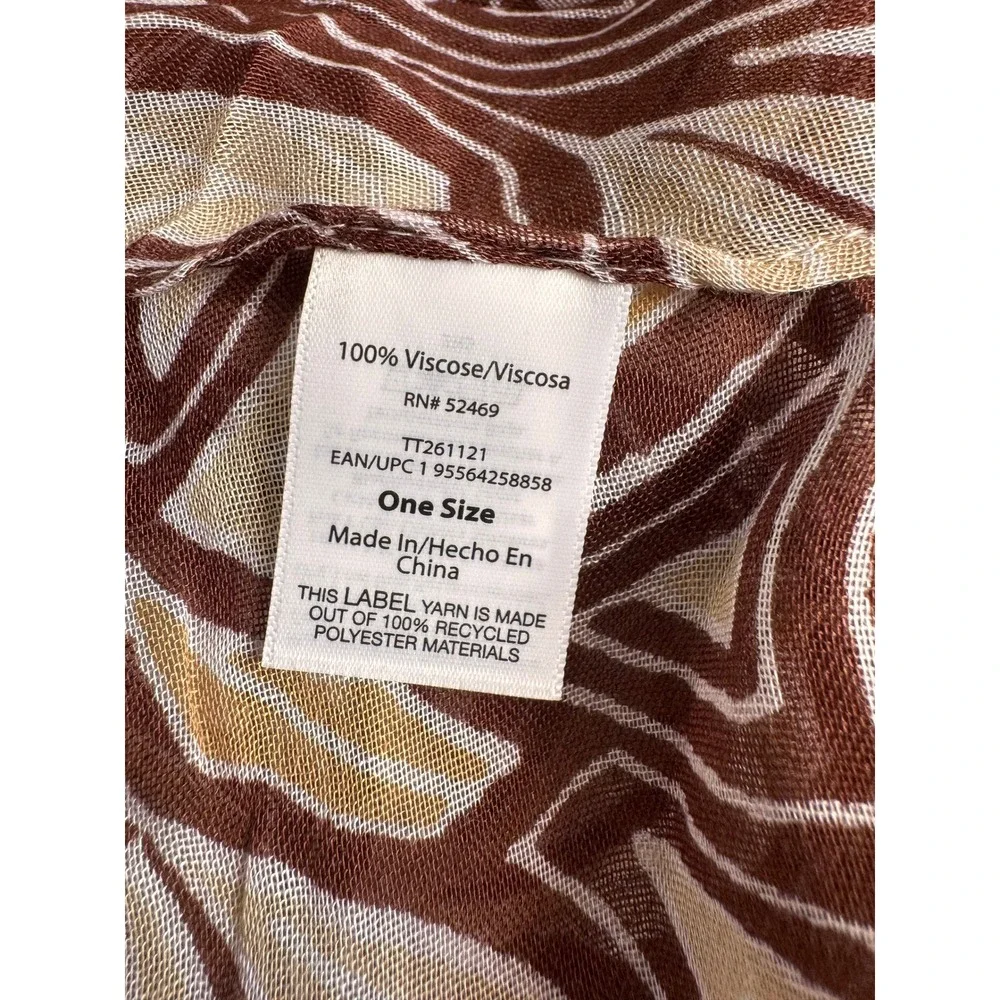 Bohemian Brown Swirling Paisley Tropical Pareo Sarong Wrap NEW Skirt One Size
